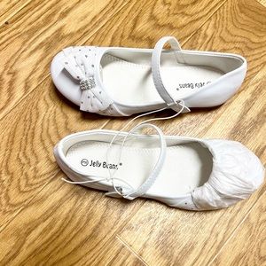 Jelly Bean Pill White Sequin Bow Girl Dress Shoes NEW with tags in Box Size 3